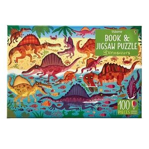 Usborne Book & Jigsaw Puzzle Dinosaurs 100 pieces Illustrated by Gareth Lucas